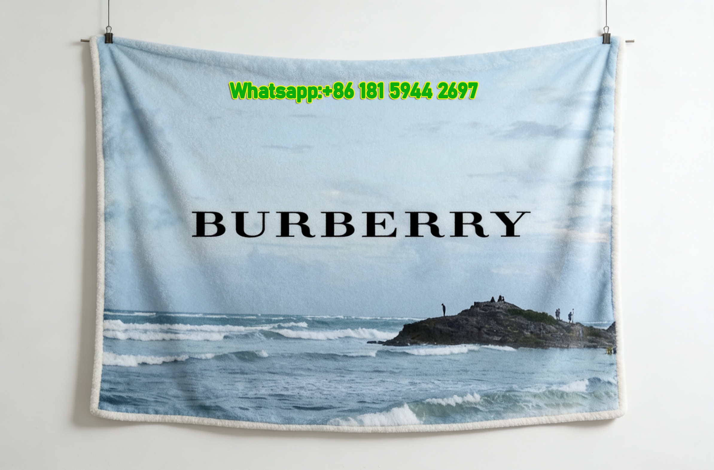 Burberry Coastal Scene Flannel Sofa Throw Blanket B012